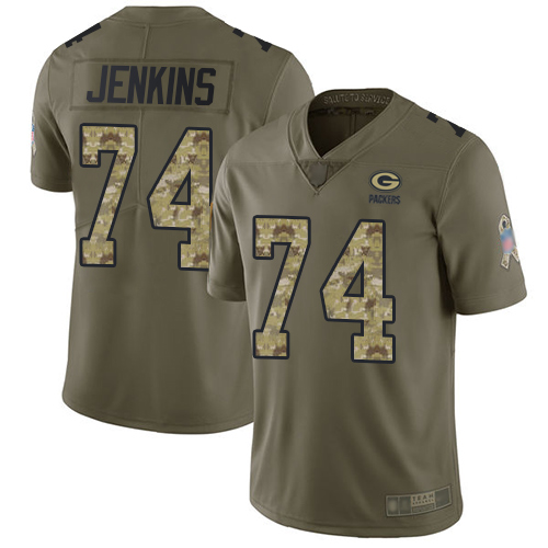 Green Bay Packers Limited OliveCamo Men #74 Jenkins Elgton Jersey Nike NFL 2017 Salute to Service->nfl t-shirts->Sports Accessory